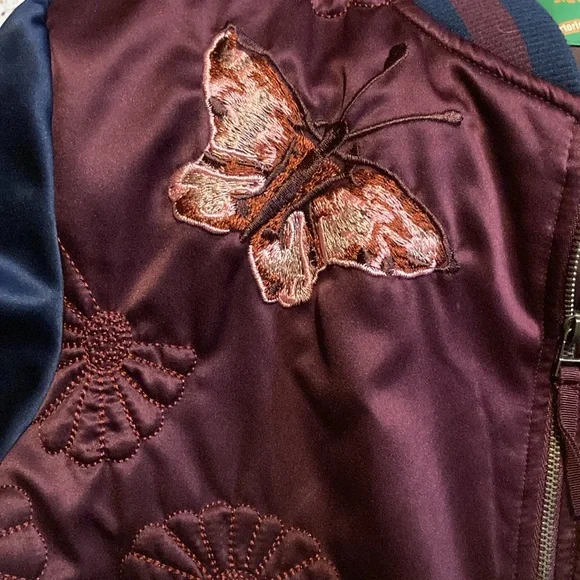 Max Studio Groovy Monkey Embroidered Bomber Jacket Sz Med - Picture 4 of 15